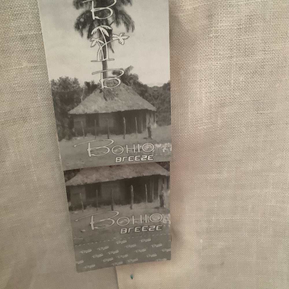 Bohio White and aqua Casual linen Shirt. Guayabera style xl nwt - Picture 2 of 11